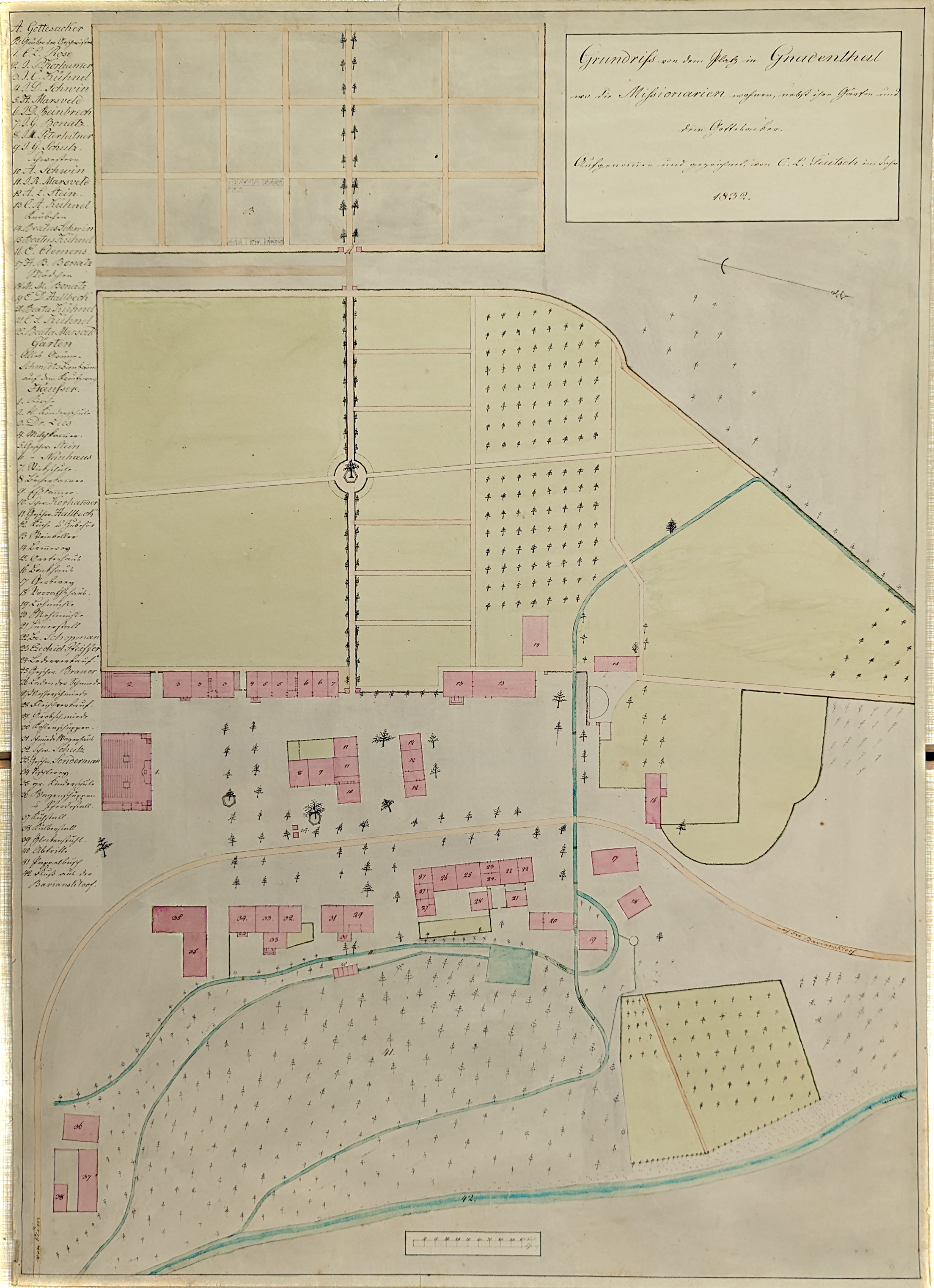 Christian L. Teutschs Plan of Genadendal, 1832